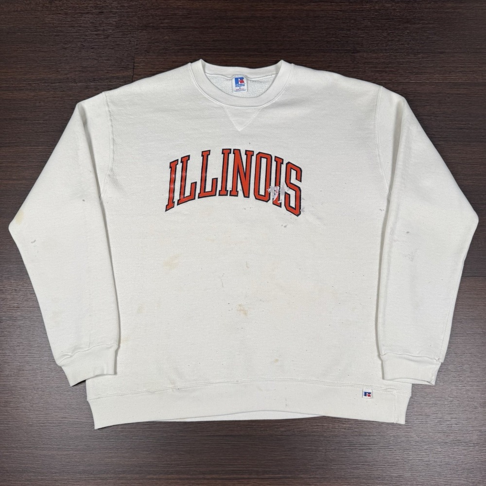 + Vintage 90s Illinois Sweatshirt University College Russell Athletic USA - XL